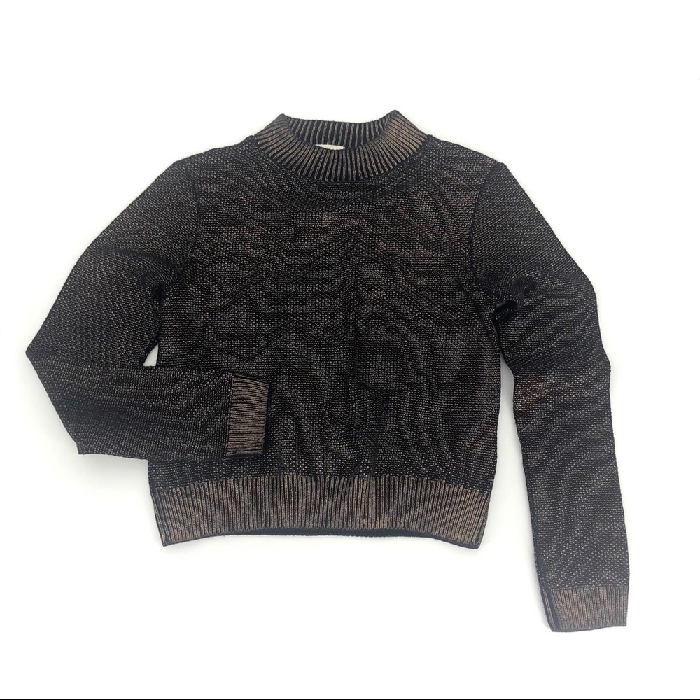 Tezenis Crewneck Sweater Metallic Black Ribbed S